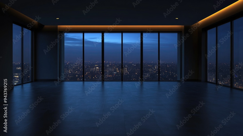 Empty elegant dark room at night with copy space Empty elegant dark room at night with copy space