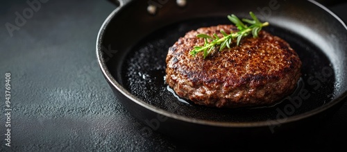 homemade hamburger patty in...