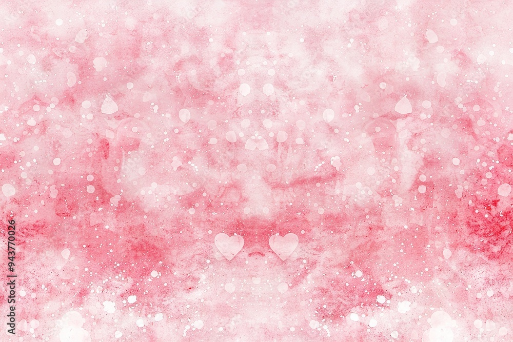 Fototapeta premium A pink background with white dots and hearts