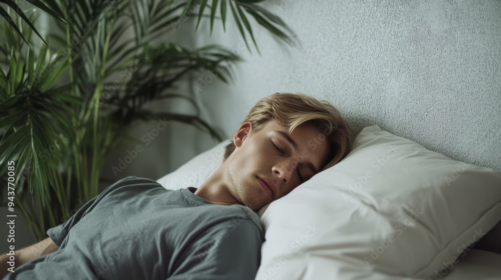 The man sleeping peacefully The man sleeping peacefully