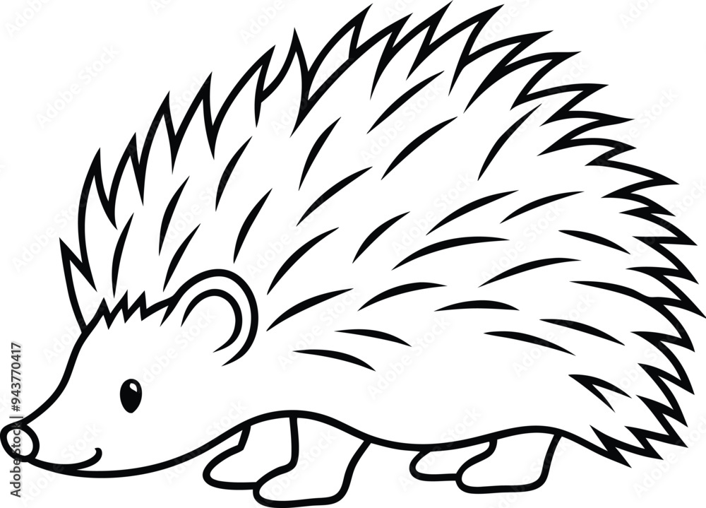 hedgehog scene under a tree for kids to color with easy line art hedgehog scene under a tree for kids to color with easy line art