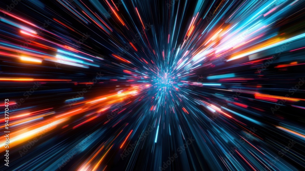 Abstract Background of Colorful Light Streaks Radiating from Center. Abstract Background of Colorful Light Streaks Radiating from Center.
