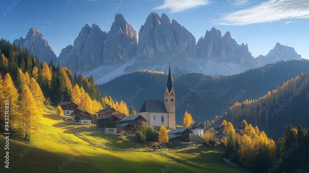 Santa Maddalena, also called St Magdalena, offers a breathtaking view towards the Odle range, a part of the Geisler mountains in the Dolomites. Santa Maddalena, also called St Magdalena, offers a breathtaking view towards the Odle range, a part of the Geisler mountains in the Dolomites.