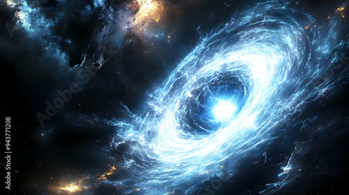 A swirling blue nebula in s...