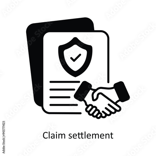 Claim Settlement Vector solid icon design illustration. insurance symbol on white background EPS 10 File .