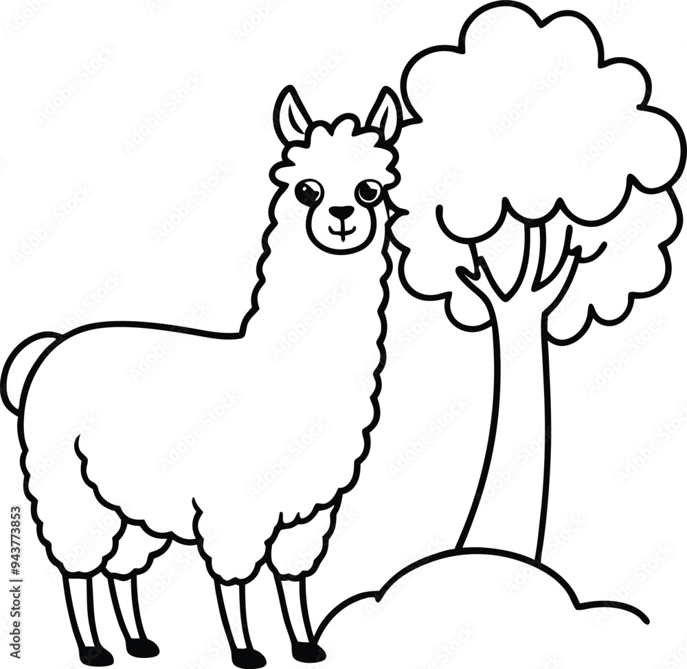 Happy llama with a subtle smile great line art illustration for kids to color and enjoy
Happy llama with a subtle smile great line art illustration for kids to color and enjoy
