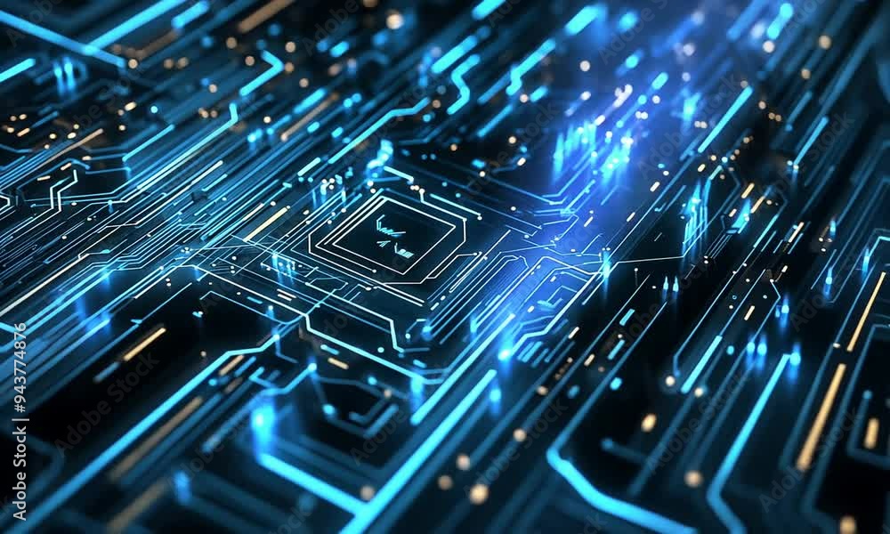 Blue Light Technology Circuit Board Animation Blue Light Technology Circuit Board Animation