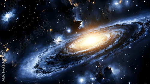 A swirling galaxy with a br...