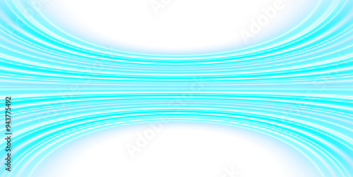 High speed light. Blue curved lines. Futuristic wavy lines. Science technology and innovation vector background.