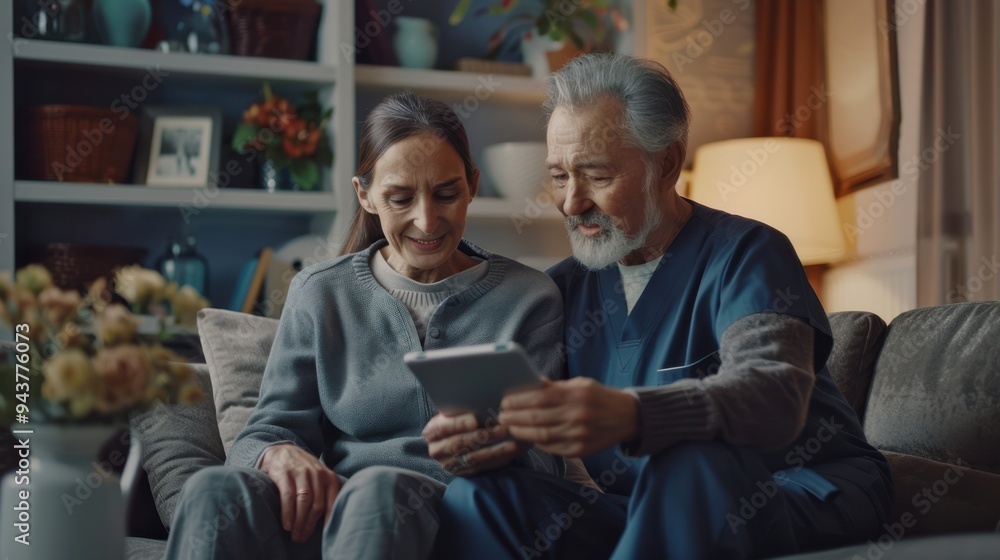 The senior couple using tablet The senior couple using tablet