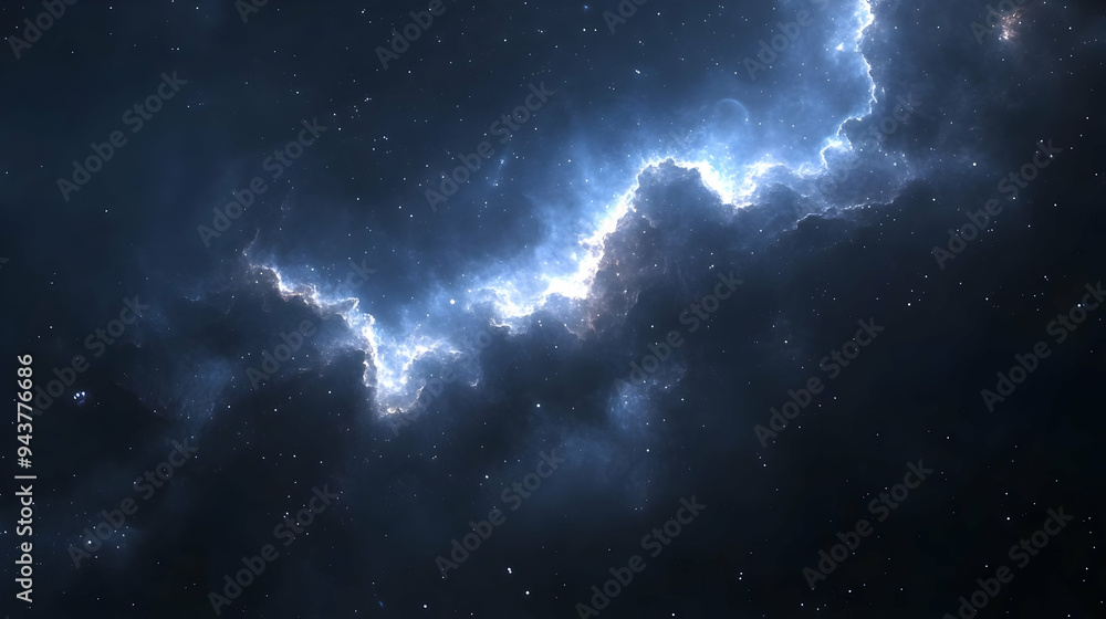 Fototapeta premium A swirling nebula of gas and dust in deep space, illuminated by distant stars.