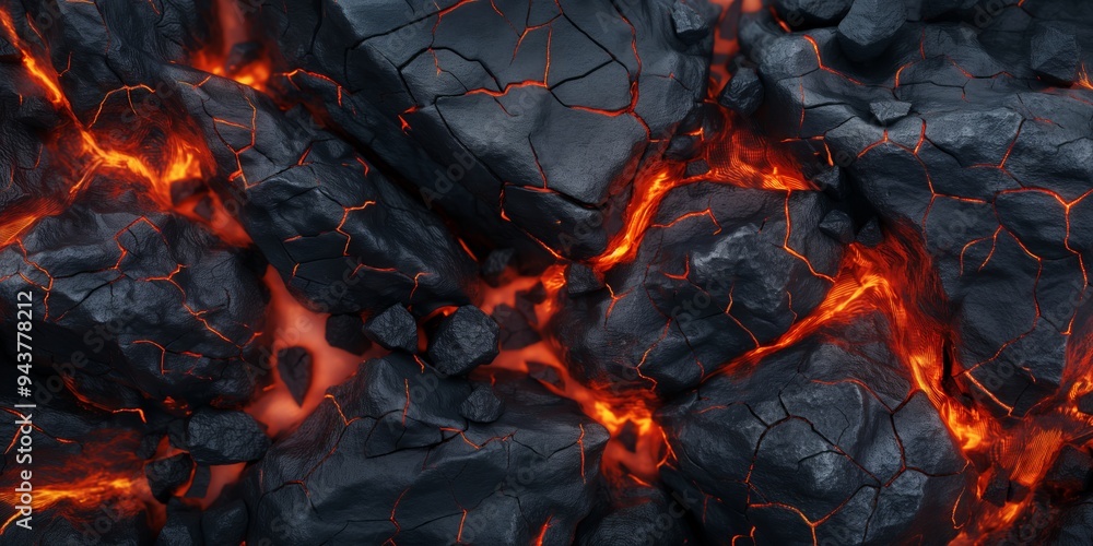 Abstract background with volcanic lava and black background with rhombic pattern. Abstract background with volcanic lava and black background with rhombic pattern.