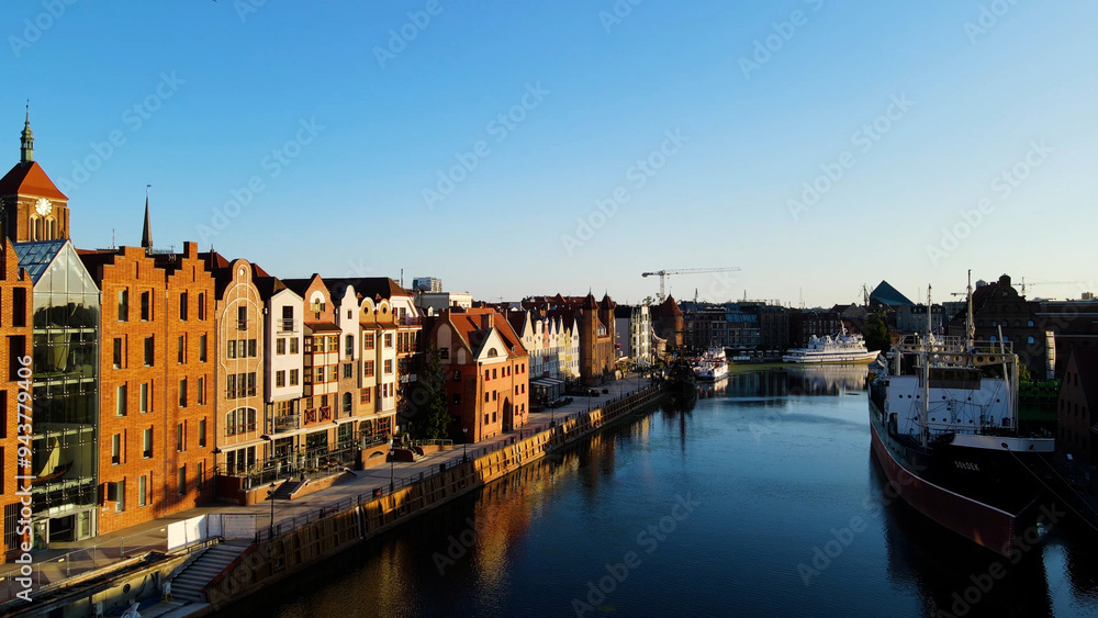 Fototapeta premium city ​​European ancient architecture port city aerial photography Gdansk Poland