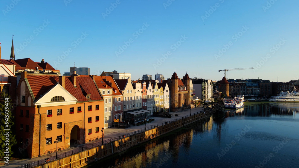 Obraz premium city ​​European ancient architecture port city aerial photography Gdansk Poland