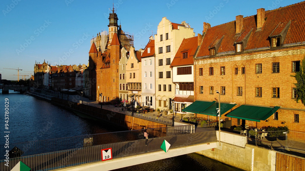 Naklejka premium city European ancient architecture port city aerial photography Gdansk Poland