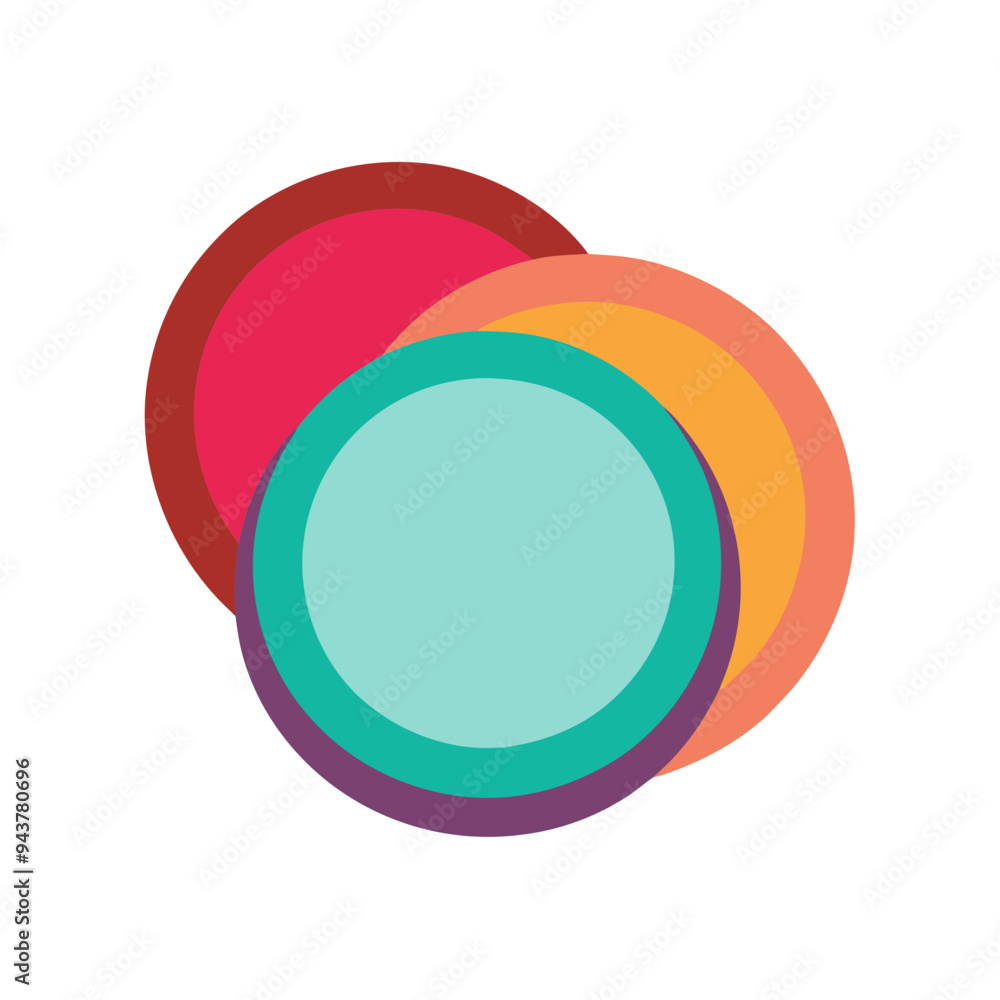 Obraz premium Vibrant Overlapping Circles Design - Red, Orange & Aqua Geometric Art, Perfect for Logos, Branding & Modern Wall Decor