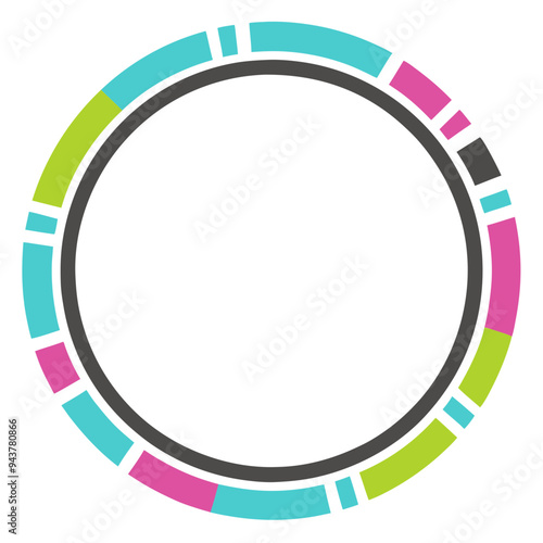 Colorful segmented circle with a blank center on a white background