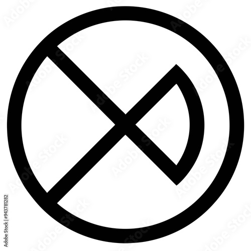 Black circular logo featuring a cross and a curved line, symbolizing environmental awareness or protest