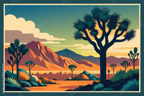 the mountainous landscape vector illustration