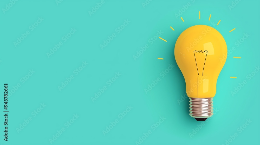 Light bulb with expanding light rays, ideas illuminating growth paths, flat design illustration Light bulb with expanding light rays, ideas illuminating growth paths, flat design illustration