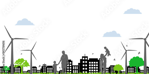 Vector illustration of modern city concept silhouette on transparent background