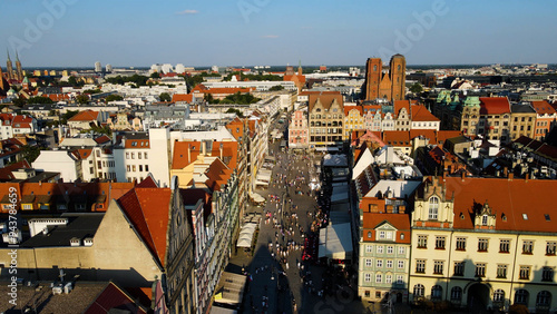 view city from the height of modern wish development architecture Europe Wroclaw Poland