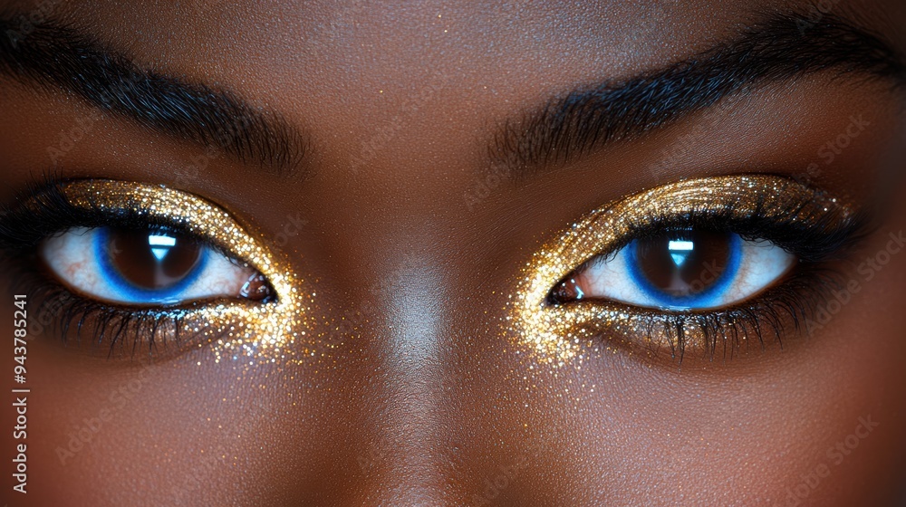 Captivating Eyes with Gold Shimmer: Beauty in Bold Expression Captivating Eyes with Gold Shimmer: Beauty in Bold Expression