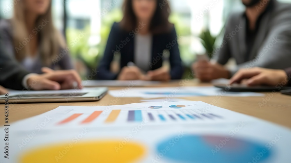Business woman discussing a project report with her team in an office Business woman discussing a project report with her team in an office