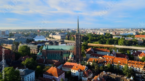 city Europe beautiful top view aerial photography of Wroclaw Poland