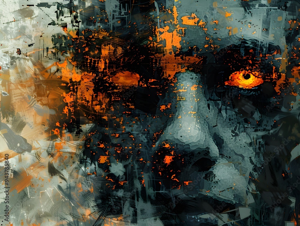 Abstract Face with Orange Eye. Abstract Face with Orange Eye.