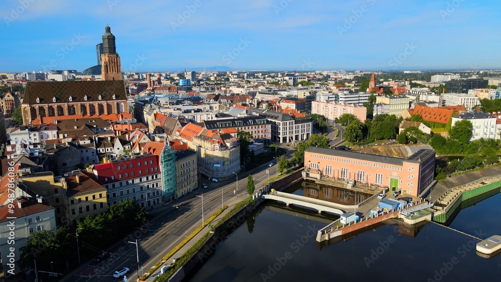 Obraz premium city Europe beautiful top view aerial photography of Wroclaw Poland