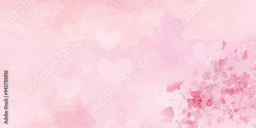 Abstract watercolor wash pastel pink texture with pink flower background