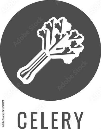 Celery vegetable food stylised icon concept. Possibly an icon for the allergen or allergy.