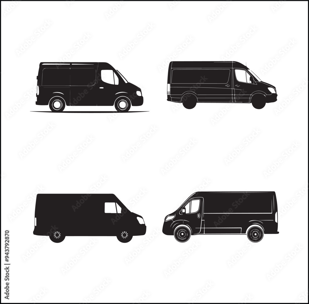 Fototapeta premium mini Bus silhouette vector Design 