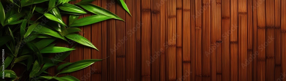 Obraz premium A serene bamboo background with rich wooden textures, perfect for natural themes, wellness, or interior design.