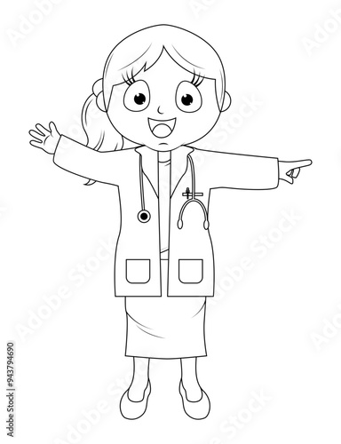 Coloring Little Doctor Cartoon