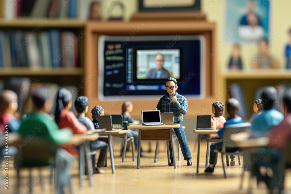 Detailed Miniature HO Scale High School Classroom Setup Detailed Miniature HO Scale High School Classroom Setup