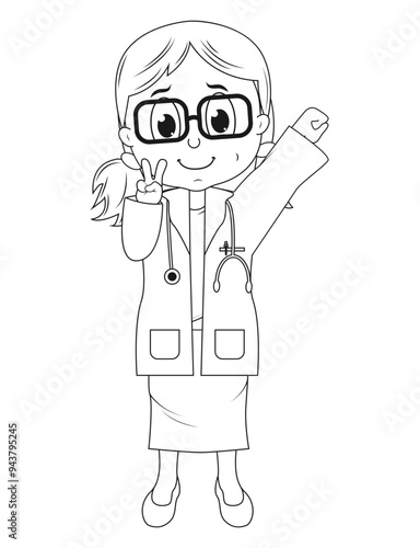 Coloring Little Doctor Cartoon