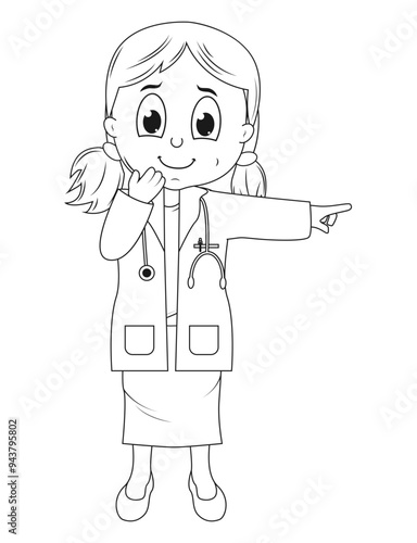 Coloring Little Doctor Cartoon