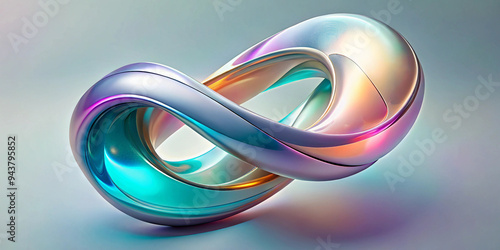 3D light colors holographic abstract future movement shapes, white background.
