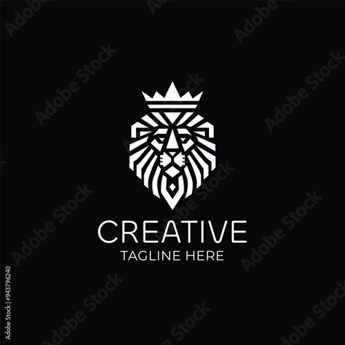 Lion head geometric vector logo design 