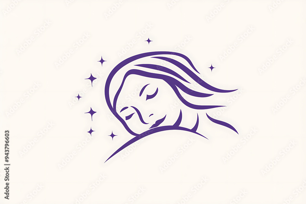 An abstract illustration in flat art style depicting a person sleeping peacefully An abstract illustration in flat art style depicting a person sleeping peacefully