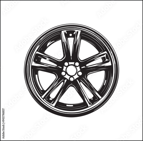 Silhouette wheel of the car Vector 