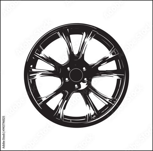 Silhouette wheel of the car Vector 