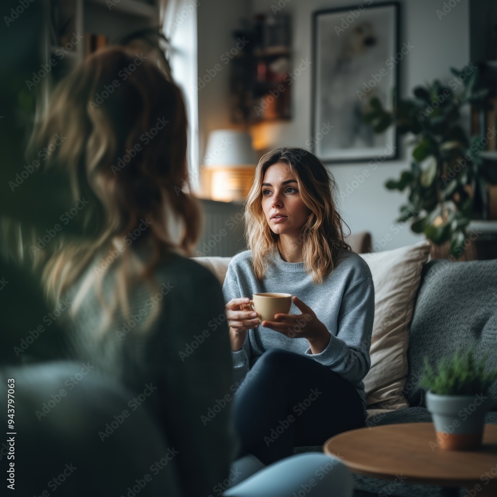 Women have a thoughtful conversation at a psychologist's appointment. Mental health care Women have a thoughtful conversation at a psychologist's appointment. Mental health care