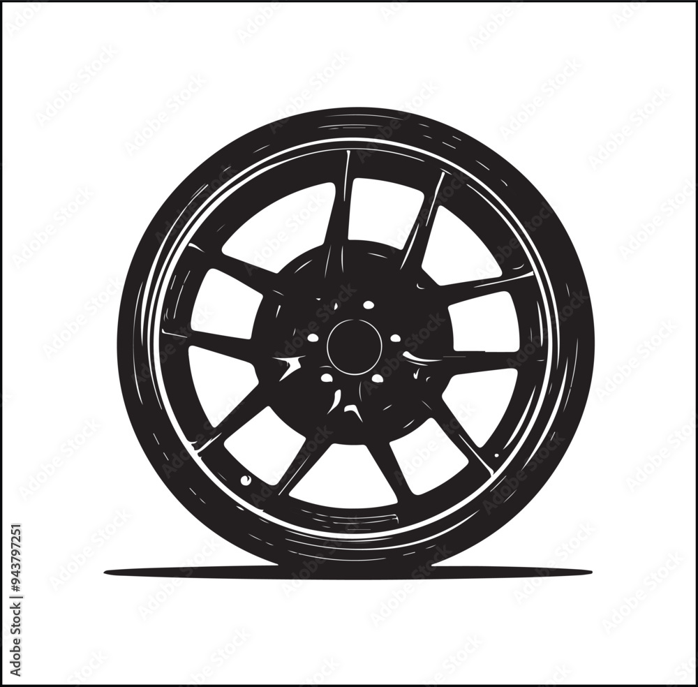 Obraz premium Silhouette wheel of the car Vector 
