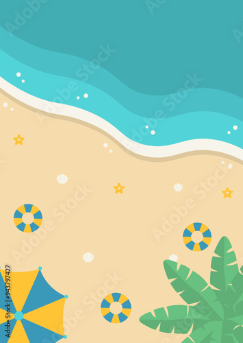Summer seascape beautiful waves, blue sea water in sunny day. Top view of sea air amazing tropical nature background.