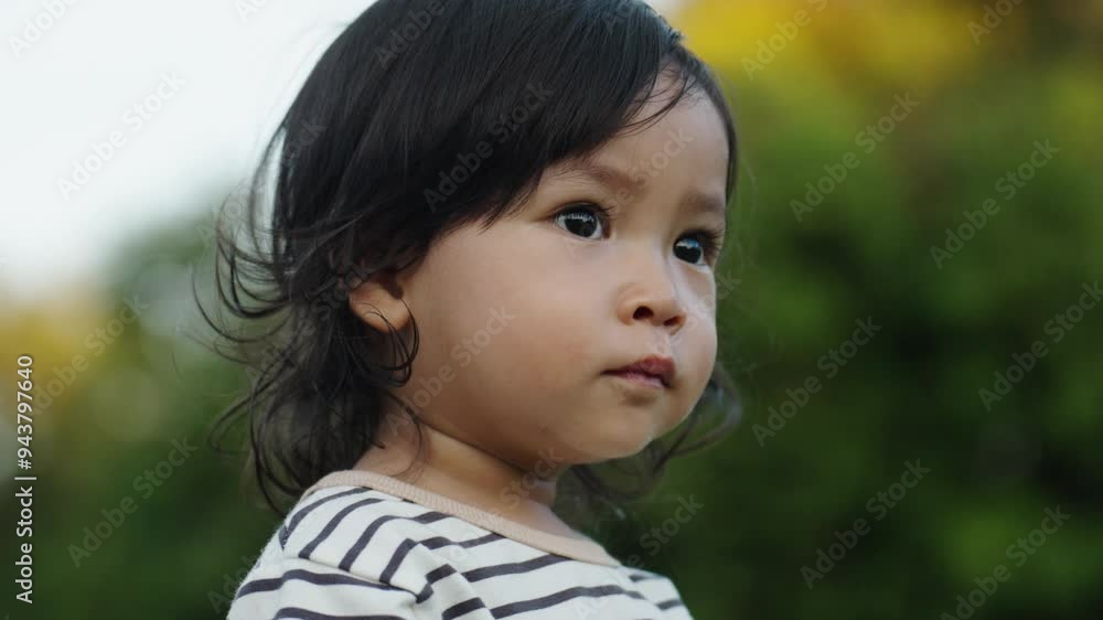 close up toddler baby girl standing in the park close up toddler baby girl standing in the park