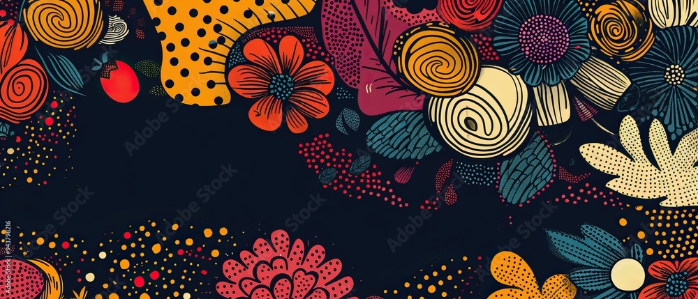 Abstract Floral Pattern in Vibrant Hues