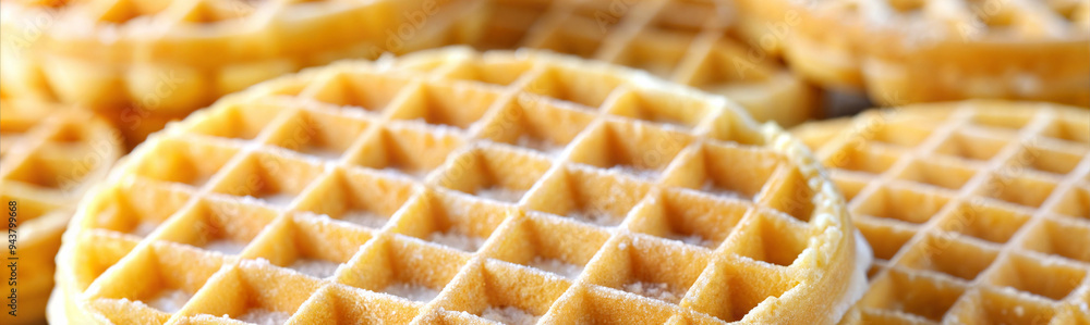 A frozen waffle baked eggo households favored frozen eggo waffles. Waffles as background. Banner, advertisement, template. A frozen waffle baked eggo households favored frozen eggo waffles. Waffles as background. Banner, advertisement, template.